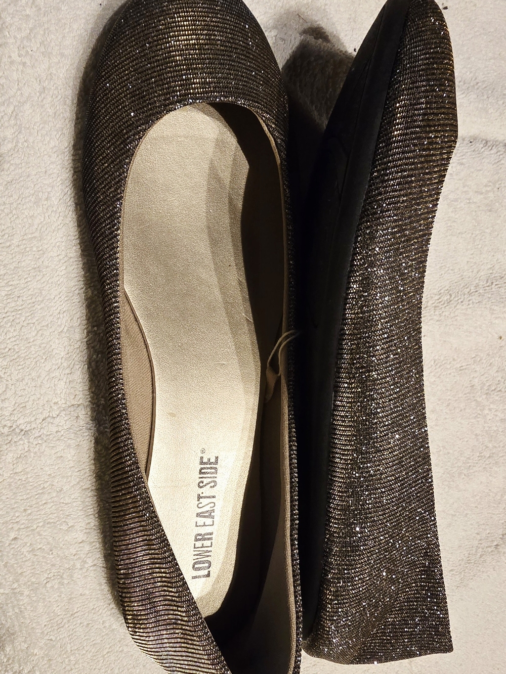 Lower East Side Women's Bronze Glitter Ballet Flats 8W